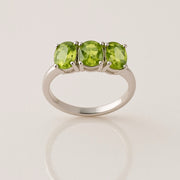 Three Stone Peridot Ring