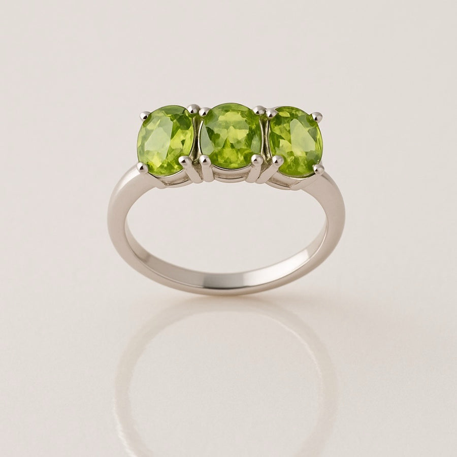 Three Stone Peridot Ring