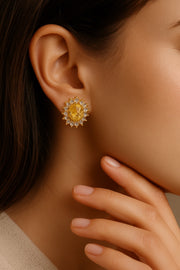 Starburst Citrine Studs