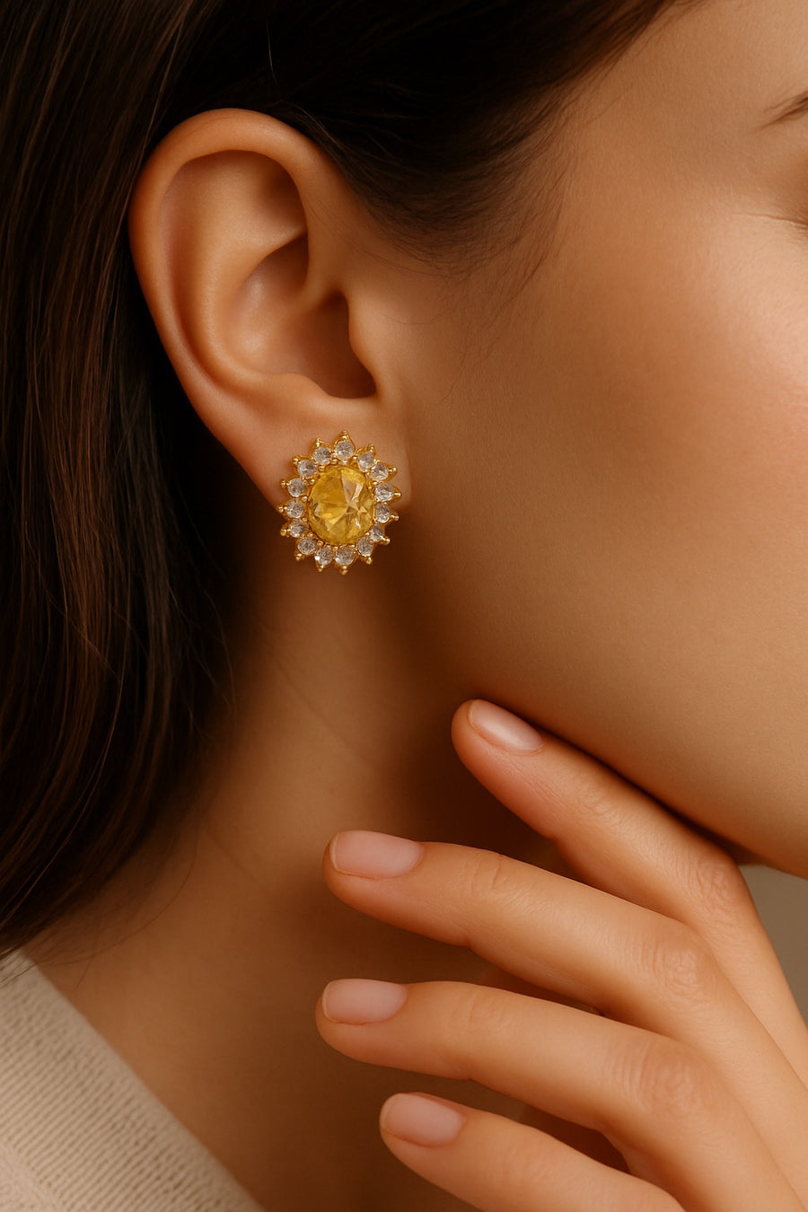 Starburst Citrine Studs