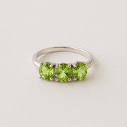 Three Stone Peridot Ring