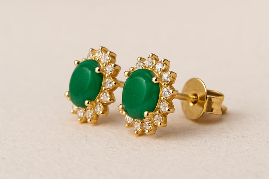 Sunburst Emerald Studs