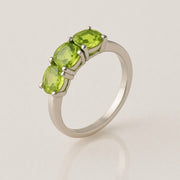 Three Stone Peridot Ring