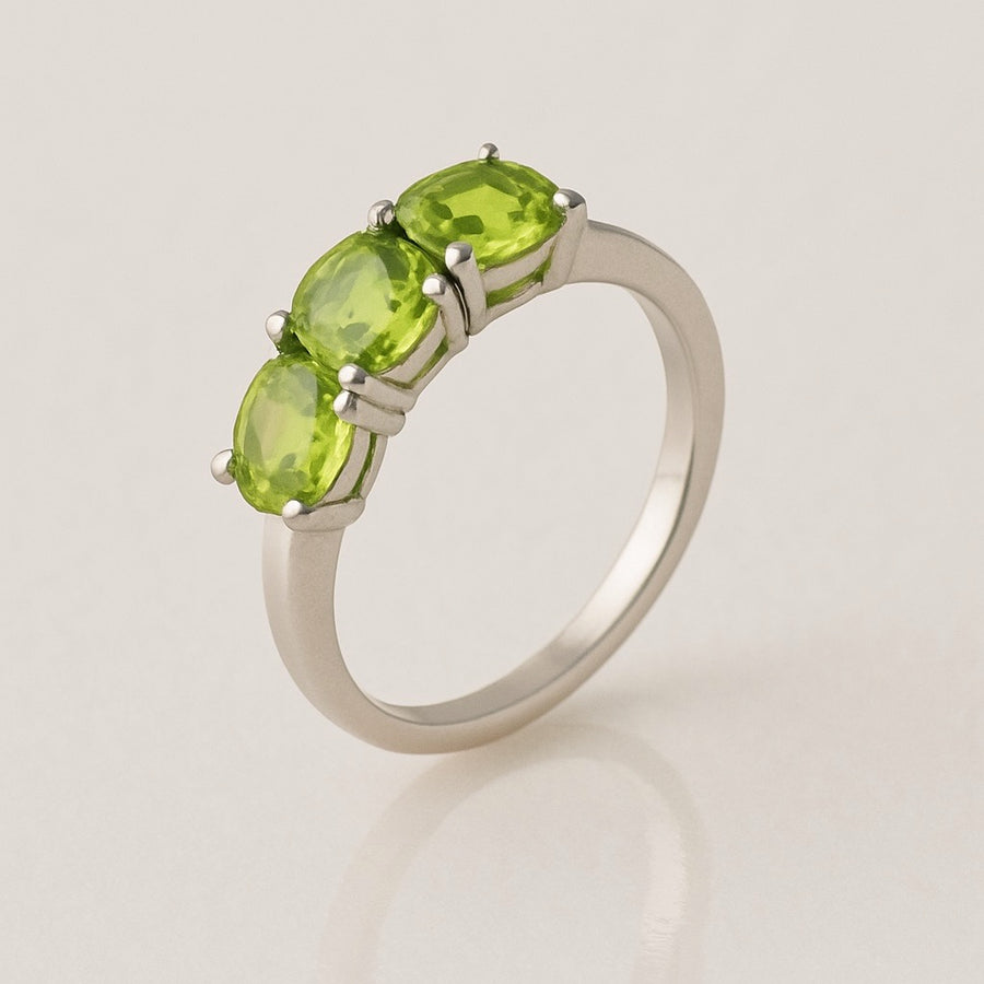 Three Stone Peridot Ring